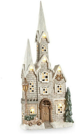 Decoratieve figuren Grijs Muziek Kerstmis LED Licht Huis 20 x 125 x 55 cm Bruin Wit Groen Magnesium