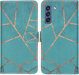 iMoshion Hoesje Geschikt voor Samsung Galaxy S21 FE Hoesje Met Pasjeshouder - iMoshion Design Softcase Bookcase - Blauw / Meerkleurig / Blauw / Blue Graphic