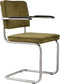Zuiver Ridge Rib Eetkamerstoelen met armleuning Groen - Set van 2