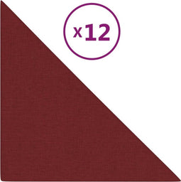 vidaXL - Wandpanelen - 12 - st - 0,54 - m² - 30x30 - cm - stof - wijnrood