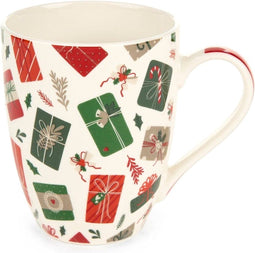 Kerstmokken in cadeau verpakking - 6 soorten - 1 stuks - Nuvole di Stoffa wit met cadeautjes