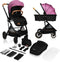 Lionelo Riya - Kinderwagen 2 in 1 - Wieg + Wandelwagen - XXL Zonnekap - Verstelbare Rugleuning - Roze Violet