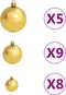 vidaXL - Kunstkerstboom - met - verlichting - en - kerstballen - 120 - cm - PET - goud