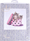 Thea Gouverneur - Borduurpakket met telpatroon - 734A - Voorgesorteerde DMC Garens - Kitten Tweeling - Aida - 31 cm x 30 cm - DIY Kit