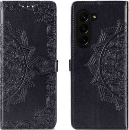 iMoshion Hoesje Geschikt voor Samsung Galaxy Z Fold 5 Hoesje Met Pasjeshouder - iMoshion Mandala Bookcase - Zwart