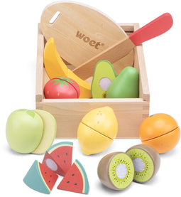Woet® Houten Snijset - Fruit Snijset met Snijplank en Mes - Educatief Speelgoed voor Kinderen vanaf 2 Jaar