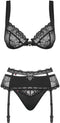 Obsessive Heartina Set - Jarretelset - Maat S/M - Zwart
