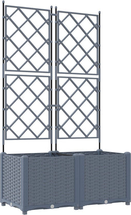 vidaXL - Tuinbak - met - Trellis - 2 - stuks - Lichtgrijs - 80x40x143 - cm