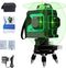 Kruislijnlaser groen 3D 12 laserlijn 3 x 360° zelfnivellerend horizontaal en verticaal kruis superst
