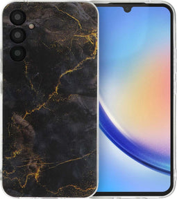 imoshion Hoesje Geschikt voor Samsung Galaxy A34 (5G) Hoesje Siliconen - imoshion Design hoesje - Meerkleurig / Black Marble