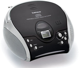 Lenco SCD-24 - Draagbare FM Radio/CD-speler - Programmeerbaar geheugen - Zilver Zwart