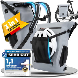 RADGEIST 3in1 Fietstas - Fietstas Rugzak Schoudertas 18-22L - Waterdicht Reflecterend