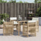 Tuinstoelen 4 st met kussens poly rattan beige