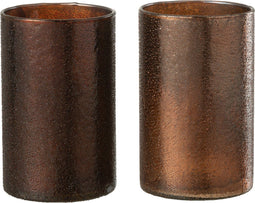 J-Line windlicht Spiegel - glas - koper/rood - large - 2 stuks