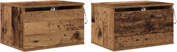 vidaXL - Nachtkastjes - met - LED-verlichting - 2 - stuks - Wandmontage - Oud - Hout