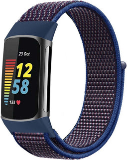 imoshion Nylon bandje - Geschikt voor Fitbit Charge 5, Charge 6 - Blauw - L