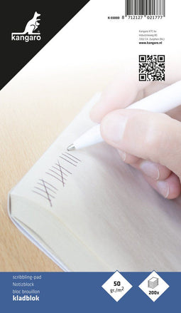 Kangaro kladblok - 11,5 x 19,8cm - 200 vel - schrijfblok - K-55000