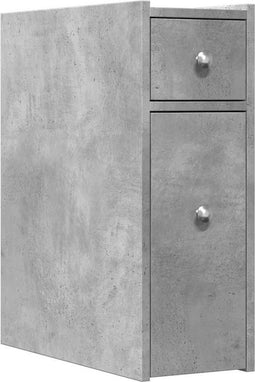 vidaXL - Badkamerkast - smal - met - wielen - bewerkt - hout - betongrijs