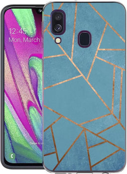 iMoshion Hoesje Geschikt voor Samsung Galaxy A40 Hoesje Siliconen - iMoshion Design hoesje - Blauw / Meerkleurig / Goud / Blue Graphic