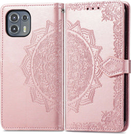 iMoshion Hoesje Geschikt voor Motorola Edge 20 Lite Hoesje Met Pasjeshouder - iMoshion Mandala Bookcase - Rosé Goud