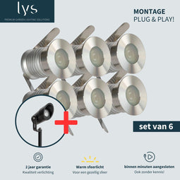 Olan Grondspots Complete Set - Tuinverlichting - Eenvoudig te installeren - Aluminium/RVS (6 stuks)