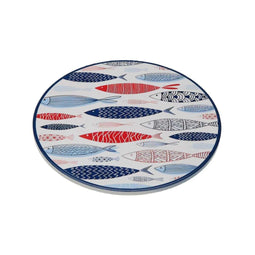 Placemat Versa Blauw Rood Kurk Keramisch Vissen 20 X 0,6 X 20 CM