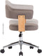 vidaXL - Eetkamerstoel - draaibaar - gebogen - hout - en - stof - taupe