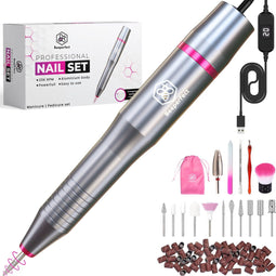 Beeperfect® Elektrische Nagelvijl Prime Edition - Nagelfrees - 12 Bitjes en 60 Schuurrolletjes - 20.000RPM (1 set)