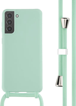 iMoshion Hoesje Geschikt voor Samsung Galaxy S21 Plus Hoesje Met Koord - iMoshion Siliconen hoesje met koord - Mintgroen