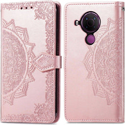 iMoshion Hoesje Geschikt voor Nokia 5.4 Hoesje Met Pasjeshouder - iMoshion Mandala Bookcase - Rosé Goud