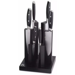 Yaxell Mon - Messenblok met 6 keukenmessen - 3-laags roestvrij staal VG10 - zwart beukenhout