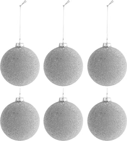 J-Line kerstbal Parels - glas - mat grijs - small - doos van 6