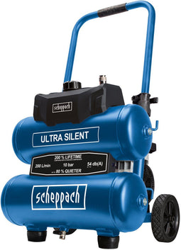 Scheppach HC20Si-Twin - Draagbare compressor - 800W - 20L - 10 bar - 54 dB - olievrij