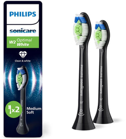 Philips Sonicare Optimal White W2 - Opzetborstels voor Elektrische Tandenborstel - Wittere tanden - Zwart (2 stuks)