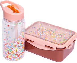 Petit Monkey Bentobox + Drinkfles Popsicles Back to School set - Desert Rose/Soft Coral