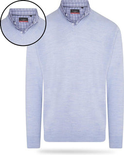 Pierre Cardin - Heren Sweaters Mock Pullover - Blauw - Maat M