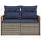 Tuinbank 2-zits met kussens poly rattan grijs