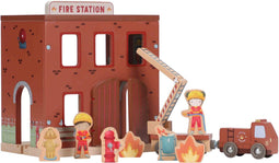 Little Dutch - Houten Brandweerkazerne - Inclusief brandweermannen en accessoires - Rood