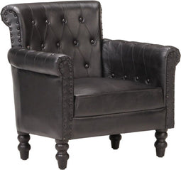 vidaXL Fauteuil echt geitenleer zwart