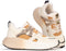 POSH by Poelman WAVY - Dames sneakers - Chunky zool 5 cm - Beige met cognacbruin