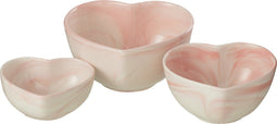 J-Line kom Hart - porselein - wit/roze - medium - 4 stuks