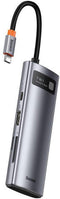 Baseus Metal Gleam - 7-in-1 USB-C Hub - 100W Power Delivery 5Gbps - Grijs