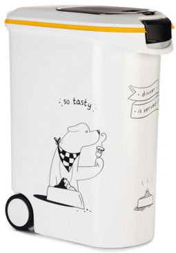 Curver Voedselcontainer Hond - 54L- 20KG - 28x50x61cm - Wit/Geel/Zwart