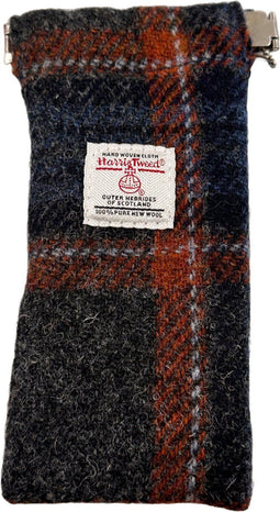 Brillenetui Grijs en Roestbruin - Harris Tweed - Metalen Clip - Glen Appin of Scotland