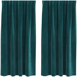 vidaXL - Zwarte - Gordijnen - met - Bovenband - 2 - stuks - Donkergroen - Velours