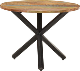 vidaXL - Eettafel - rond - 100x100x75 - cm - massief - gerecycled - hout