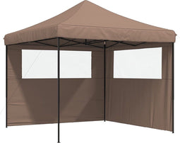 vidaXL - Partytent - inklapbaar - pop-up - met - 2 - zijwanden - bruin