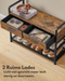 Kapstok Oxford - Halmeubel 6-in-1 - 10 haken 2 lades schoenenrek - Bruin