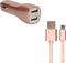 Ksix - 2 USB-autolader met USB-Micro en USB Kabel - metaal Rose Goud