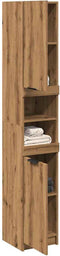 vidaXL - Badkamerkast - 32x34x188,5 - cm - bewerkt - hout - artisanaal - eikenkleur